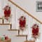 28" Pre-Lit Red & Silver Adorned Artificial Flocked Banister Swag